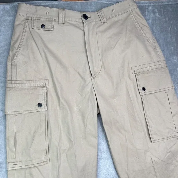 Vintage Polo Ralph Lauren Cargo Pants Mens 36x32 Khaki Relaxed Fit Pockets Twill